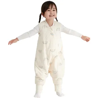 Duomiaomiao Baby Schlafsack mit füßen, Winter mit füßen,100% Baumwolle Baby, Jungen 2.5 tog mit Schlafsack, Cartoon-Laub,Atmungsaktiv (65cm-Regenbogen)