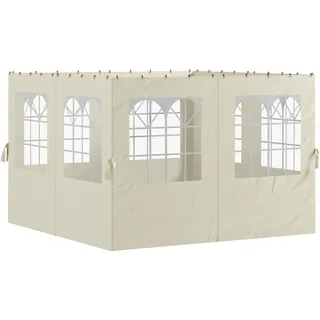 Pavillon-seitenwände 4er-set Seitenwand-paneele Für Gartenpavillon Mit Reißverschluss Sichtschutz 3x3 M Cremeweiß