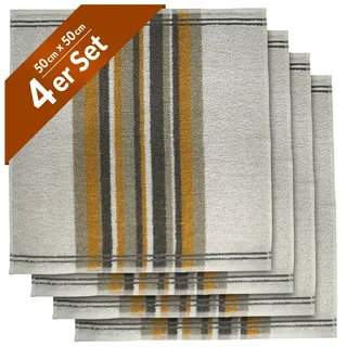 Lashuma 4er Frottee Handtuchset Küchentuch, Aurora saugstarke Küchenhandtücher 50x50 cm Gelb - Grau