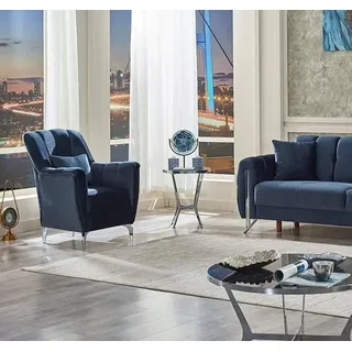 JV Möbel Polstersessel Modern Design Textil 77 x 93 x 80 cm Blau