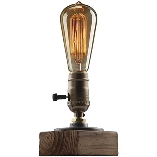 XIHOME Industrielle Steampunk-Schreibtischlampe, Vintage-Stil, Tischlampe, antikes E27-Edison-Leuchtmittel, Eisen, Retro-Lampen mit minimalistischem Holzsockel für Nachttisch, Café, Bar, Pub, etc.