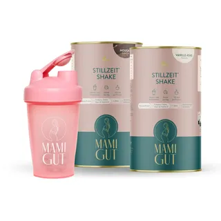 MamiGut Stillzeit Monatspaket + Shaker, Nougat und Vanille-Keks 856 g Pulver zur Herstellung einer Susp. zum Einnehmen