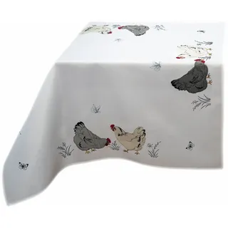 texpot Tischdecke Tischläufer Stickerei Hühner Schmetterlinge Ostern (1-tlg) weiß Quadratisch | 85 cm x 85 cm