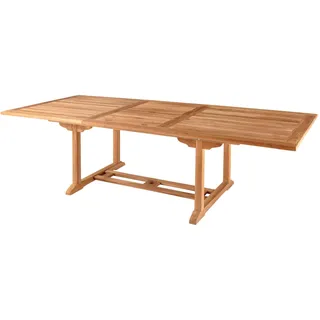 Riess Ambiente Gartentisch Empire Teak - 170-230x100cm - Natur - Teakholz | Platz für 10 Personen, ausziehbar, individuelle Maserung, Einlegeplatte, wetterfest
