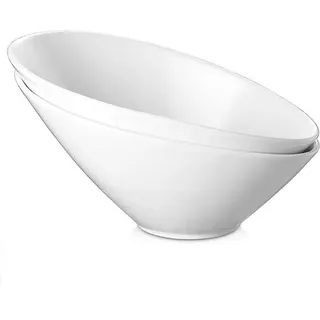 DOWAN 770ml/24cm/2er-Set schräge Salatschüsseln mit 2 Packungen, große schräge Salatschüsseln für Salat/Nudeln/Obst/ Soße,Weiß