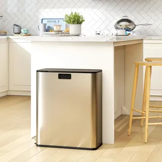 Homcom Küchenmülleimer 2 x 28 l Silber