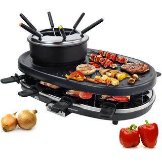 Syntrox Germany RAC-1500W-Appenzell Raclette-Fondue-Grill Syntrox Rundum Genuss Set mit viel Zubehör