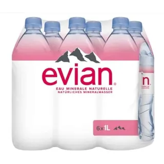 Evian Natuerliches Mineralwasser 1L - 6 x 1 L