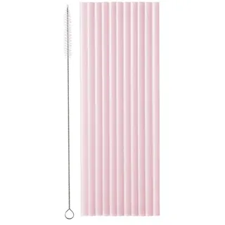 576 Plastikstrohhalme + Reinigungsbürste, 23 cm, rosa, wiederverwendbar