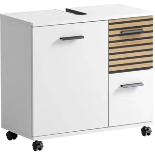 Schildmeyer Waschbeckenunterschrank Katta weiß matt/Akustikpaneel Optik, 65 x 32 x 60 cm