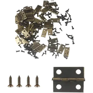 100 Stück Legierungsscharniere, Mini-Scharniere, kleine Metallscharniere mit 400 Schrauben, Scharniere für Schmuckkästchen, Schränke und Holzkisten (Bronze)