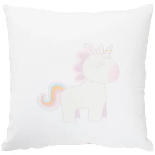 Patinio Zierkissen, Weiß, Textil, Einhorn, Füllung: Polyester, quadratisch, 40x40 cm, Oeko-Tex® Made IN Green, pflegeleicht, formstabil, Wohntextilien, Kissen, Dekokissen