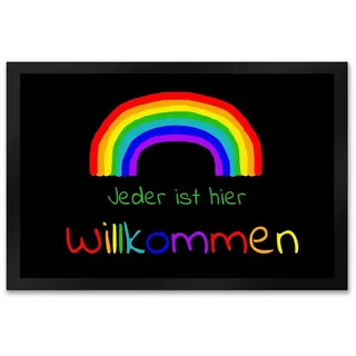 Fußmatte Regenbogen Fußmatte XXL in 50x75 cm mit Spruch Jeder ist hier LGBTQ, speecheese 50 cm x 75 cm