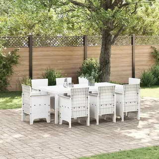 vidaXL Garten Essgruppe 9-tlg. Weiß