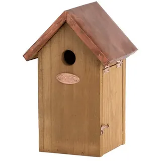 esschert design Nistkasten Nistkasten für Kohlmeise Brutkasten Vogelhaus Holz Kupferdach Garten braun