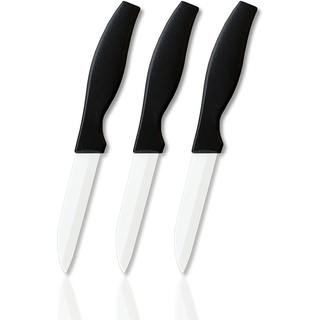 vendify® Keramikmesser 3er Set extrem scharf 16,5 cm lang - Küchenhelfer Messer mit weißer Keramikklinge Universal-Küchenmesser für Obst, Gemüse & Fleisch, Schälmesser aus Keramik