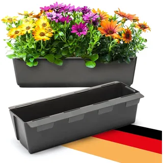 BigDean 2er Set Paletten Blumenkästen - Einsatz - mit Hängesystem zum Einhängen - 37cm anthrazit - Pflanzkasten für Europalette Balkonkasten Blumentopf - aus recyceltem PP-Kunststoff