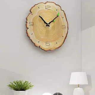 Rustikale Wanduhr Aus Holz – Vintage-zifferblatt Mit Rundem Zifferblatt Für Die Wohnzimmerdekoration