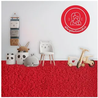 Andiamo Teppichboden Sina, Velours, Gesamthöhe 6 mm, Luxusklasse LC1, rechteckig, Uni Farben, Breite 400 cm, strapazierfähig, pflegeleicht, Wohnzimmer rot 400 cm x 600 cm