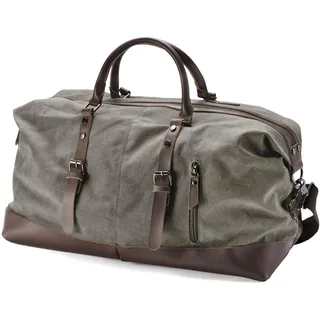 Trendhim Reisetasche Herren | 40L Duffel Bag aus Canvas & braunem Leder | Dänisches Design | Weekender Sporttasche für Reisen, Freizeit & Fitness - 55 x 30 cm