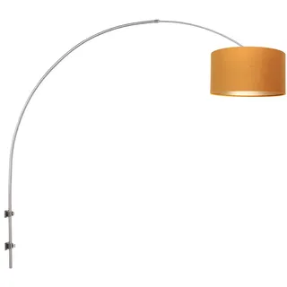 Wandlampe Bogenleuchte Wandleuchte Stahl Textil gold beweglich E27 L 160 cm