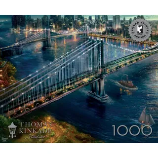 Buffalo Games - Silver Select - Thomas Kinkade - Moonlight Over Manhattan - 1000-teiliges Puzzle für Erwachsene - Herausforderndes Puzzle perfekt für Spieleabende - Fertige Größe ist 26,75 x 19,75 cm