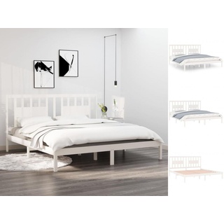 vidaXL Bettgestell Massivholzbett Weiß Kiefer 200x200 cm Bett Bettgestell Doppelbett Bett weiß