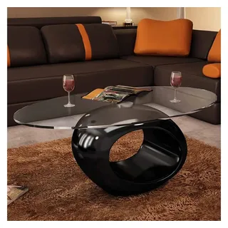 vidaXL Couchtisch Oval Schwarz Glas 115 x 65 x 40 cm