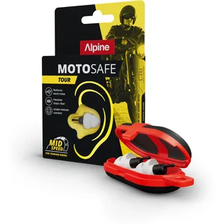 Alpine MotoSafe Tour Motorrad Ohrstöpsel, 17dB, 1 Paar, Bequem unterm Helm | Verkehr bleibt hörbar, reduziert Windgeräusche beim Motorradfahren. Hypoallergenes Material, wiederverwendbar. 17dB SNR.