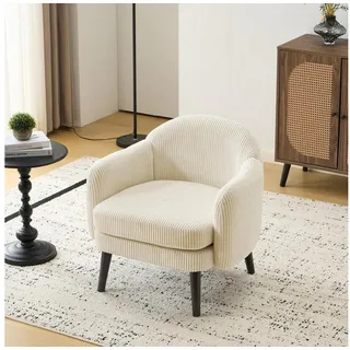 LuxusKollektion Cocktailsessel Sessel Cocktailsessel Loungesessel Wohnzimmer Cord-stoff Beige