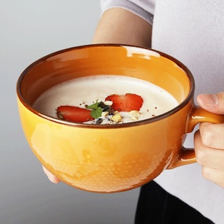 Kaffeetasse Groß,Tasse 700ml,Große Tasse,Tasse Steingut, Cappuccino Tassen Steingut,XXL Tasse,Keramik Becher,Groß Müslischalen mit Henkel,Salat Schale,Kaffeetasse aus Porzellan