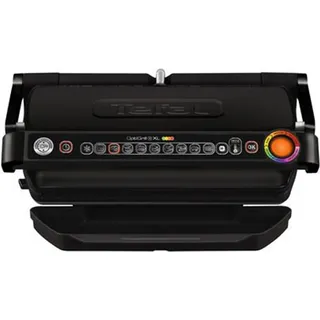 Tefal OptiGrill + GC7228, Schwarz, Edelstahl, Rechteckig, 800 cm2, 40 x 20 mm, Aluminium - Schwarz
