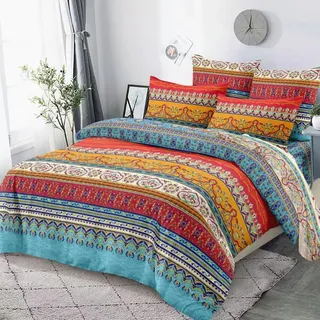 Nesture Bettwäsche 135x200 2 Teilig Boho, Bettwäsche-Sets Microfaser Indischen Mandala Bohemian Bettbezug 135 x 200 bügelfrei & weich - 1 Duvet Cover und 1 Kissenbezug 80x80 mit Reißverschluss