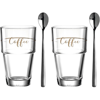 LEONARDO Becher 'Coffee' SOLO 2er-Set 410 ml + 2 Löffel, 043477, Glas
