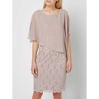 Swing Knielanges Cocktailkleid mit Paillettenbesatz, Beige, 46
