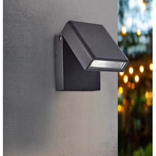 Lightbox LED Wandleuchte, LED fest integriert, kaltweiß, LED Außen Wandspot, 16 x 11 cm, 7 W, 600 lm, 4000 K, IP44, schwenkbar schwarz