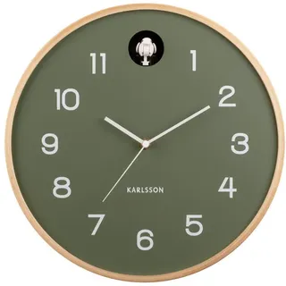 Karlsson Wanduhr, Grün, Holz, Rund, 31.5x31.5x2 cm, CE, Dekoration, Uhren, Wanduhren