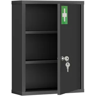 kleankin Medizinschrank Schwarz, Metall, 15x53.5x40 cm Badezimmer, Badezimmerschränke, Medizinschränke