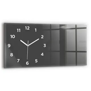 Tulup Wanduhr Glasuhr Rechteckige Wanduhr 60x30 cm Uhr aus Gehärtetem Glas grau