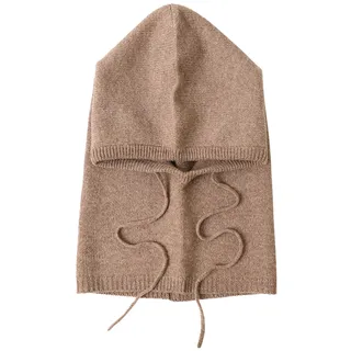 Unisex Balaclava Kapuzen Mützen Schal, 10% Kaschmir & 90% Wolle, Winter Weich Strick Beanie Hut Schlauchschal 2-in-1, Damen Herren Outdoor Winddicht Warm Loop Schal mit Kapuze Neckwarmer Coffee F