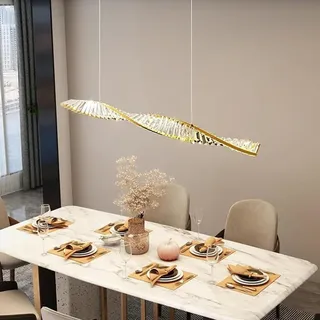 Kronleuchter modernes Restaurant LED lange lineare Kristall Pendelleuchten goldene dimmbare Hängelampe mit Fernbedienung kreative Persönlichkeit Deckenbeleuchtung Esstisch Schlafzimmer Küche Bar(Größe