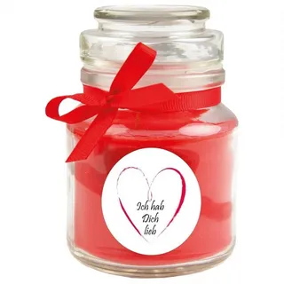 HS Candle Duftkerze - Glas Herzen, Rose Rot