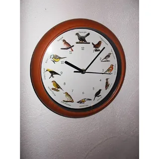 Luna24 simply great ideas... Wanduhr Vogelstimmen-Wanduhr mit französicher Bezeichnung brauner Rahmen braun