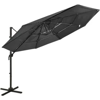 vidaXL Sonnenschirm mit Aluminium-Mast 4-lagig Anthrazit 3x3 m