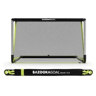 BazookaGoal Fußballtor Pop-Up-Tor Aluminium XL, aus Aluminium, schwarz/silber, faltbar, 150 x 90 cm