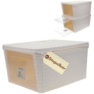 GarPet Aufbewahrungsbox mit Deckel 37 x 25 x 15 cm weiß