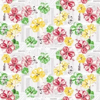 Sovie HOME Tischdecke Hello Spring in gelb-rot aus Linclass® Airlaid 80 x 80 cm, 1 Stück - Frühling Blumen modern Schmetterling
