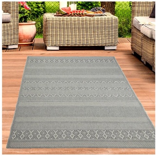 Outdoorteppich Sisalteppich indoor & outdoor Balkon Terrasse Küche Wohnzimmer gestreiftes Diamanten Rautenmuster grau, Carpetia, rechteckig, Höhe: 10 mm grau