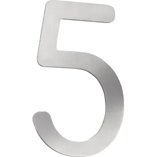CMD Hausnummer 5 Edelstahl Silber
