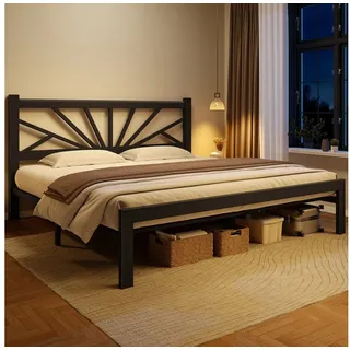 Klyvvo Bettgestell Metallbett mit Lattenrost, Metallgitter, Bettrahmen, Gästebett (1-tlg), 140×190cm, Schwarz schwarz 140 cm x 190 cm x 96 cm